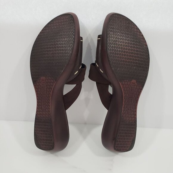 Carole Little Strappy Wedge Sandal Open Toe Slip On Brown Boho Comfort Size 7M - Picture 3 of 11